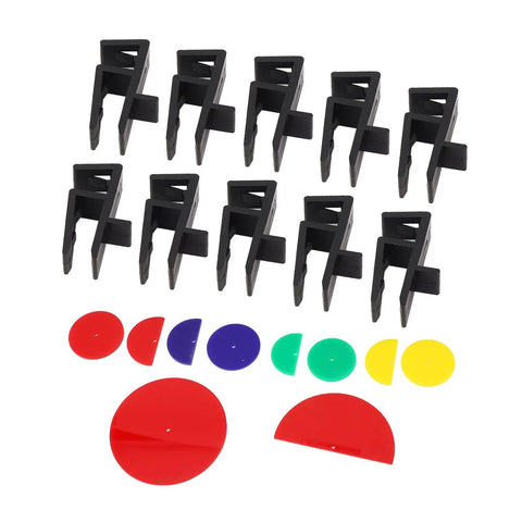 Pro Grade Cabinet Scribing Jig Set For DIY Woodworking Projects Great For Furniture Assembly And Installation With Sturdy ABS Plastic For Stable Precise Wall Floor And Ceiling Scribing On 15mm To 18mm Boards, showing multiple black jigs and colored discs.