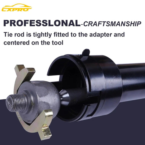 Inner Tie Rod Removal Tool Kit With 12 Crowfoot Adapters Half Inch Drive close-up view showing tie rod fitted to adapter.
