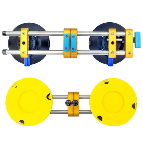 2 Pack 6 Inch Stone Seam Setter With Vacuum Cups for Seam Joining and Leveling, showing top view with metal rods and suction cups