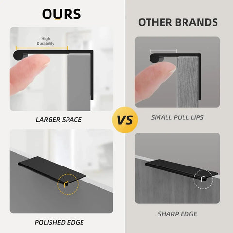 Comparison of 10 Pack Black Edge Finger Pull Cabinet Handles 3 Inch Aluminum Alloy Smooth Open vs other brands