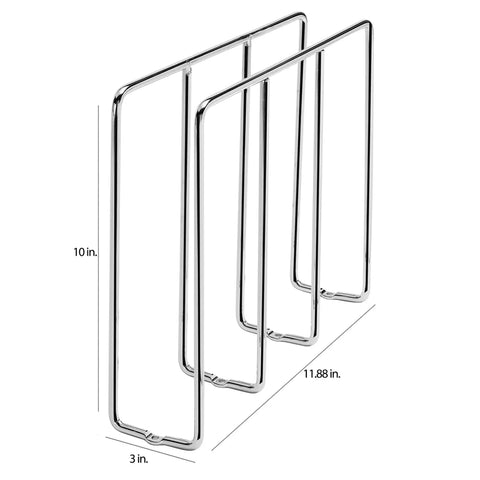 Chrome U-Shaped Wire Tray Divider for baking and cookie sheets, fits 3.0"W x 11.88"D x 10.0"H, 3.25 Inch face opening for cabinets