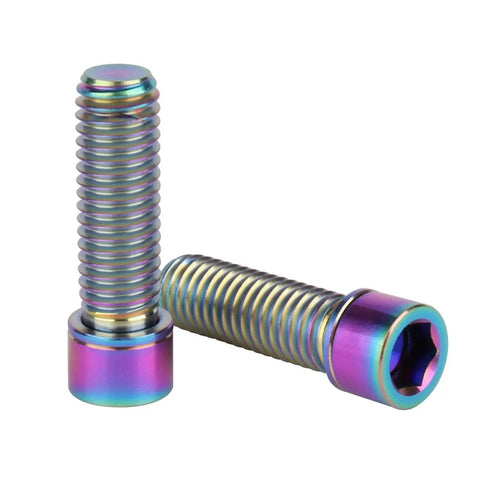 Rainbow Titanium M8 X 25mm Bolts With Washer For Bicycle Stem Six Pack Grade 5 Titanium Alloy Lightweight Fasteners