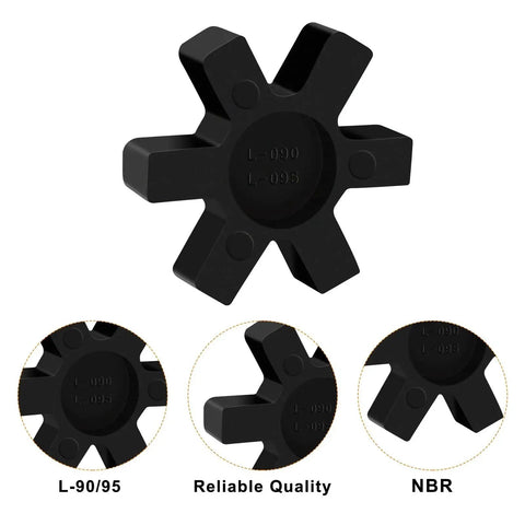 8 Pack MingQiEven L095 Rubber Spider Center Inserts For L Jaw Couplings, Solid Type Flexible NBR Gasket Set Black