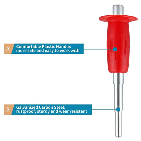 Large Drop In Anchor Hand Setting Tool With Handle For Half Inch Female Thread Drop In Anchors Made From Galvanized Carbon Steel Rustproof And Wear Resistant With An Extra Large 8.5 By 2.5 Inch Body And A Comfortable Plastic Handle For Easy Setup