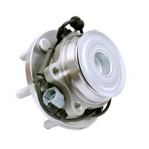 Front Wheel Hub Bearing Assembly Set Of 2 For 2005-2018 Nissan Frontier, 2005-2015 Xterra, 2005-2012 Pathfinder, 2009-2012 Suzuki Equator RWD 6-Lug ABS 2WD Only Durable Replacement Hubs For Smooth Steering And Quiet Ride, close-up view