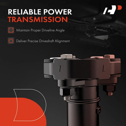 A-Premium drive shaft coupler flex joint on a black metal driveshaft with mounting bolts.