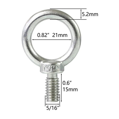 Beefed Up 5/16 Inch UNC Shoulder Eye Bolts Stainless Steel 316 Marine Grade Lifting Eye Bolts Set Of 4 With 220 Lb WLL