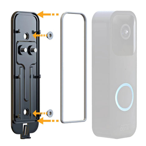 Back Plate Replacement For Video Doorbell Gen 1 With Hooks, Durable Black Plastic Cover, Easy Install Backplate Accessory shown in parts