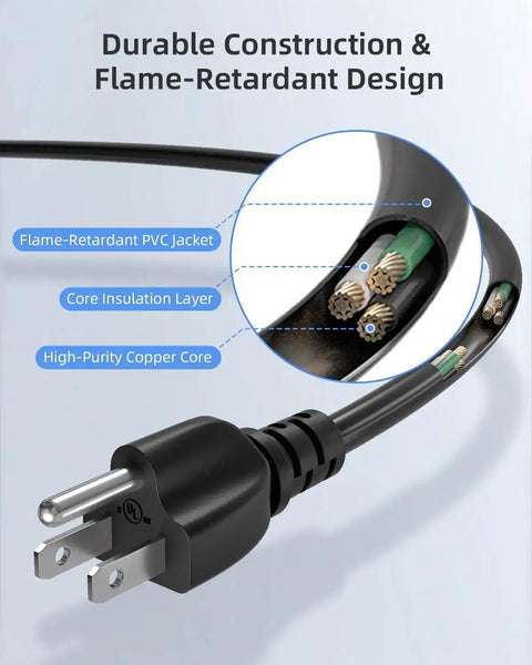 Replacement Three Prong Power Cord For Instant Pot And Most Kitchen Appliances 3 Foot Cable No Fuss Plug And Play.