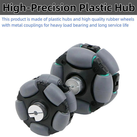 Omni Wheel For Robots 85mm Plastic Hub With Rubber Tire, 5mm Coupling, Omnidirectional Movement, DIY Robot Component