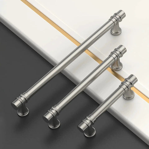 10 Pack 5 Inch Brushed Nickel Cabinet Pulls For Kitchen Cabinets And Cupboards Satin Nickel Drawer Handles 128mm with different sizes shown