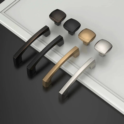 Brushed Satin Nickel Cabinet Knobs 10 Pack Square Design Zinc Hardware for Kitchen Cabinets Dressers and Drawers, mixed colors shown