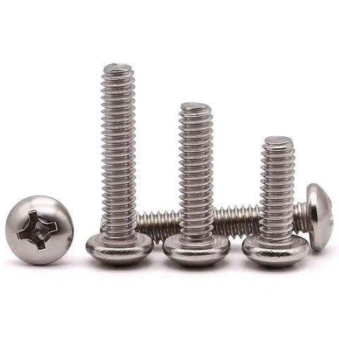 Heavy Duty Stainless Steel 10-32 x 3/4 Inch Phillips Pan Head Machine Screws Full Thread UNF 304/18-8 Bright Finish 50 Pack