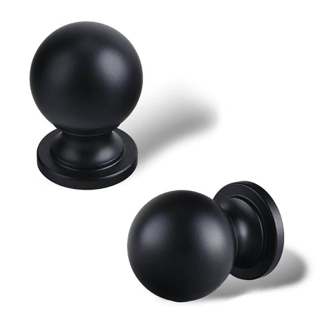Side and top view of 10 Pack Matte Black Cabinet Knobs For Kitchen Cabinets Round Ball Pulls With Single Hole Design Zinc Alloy Hardware