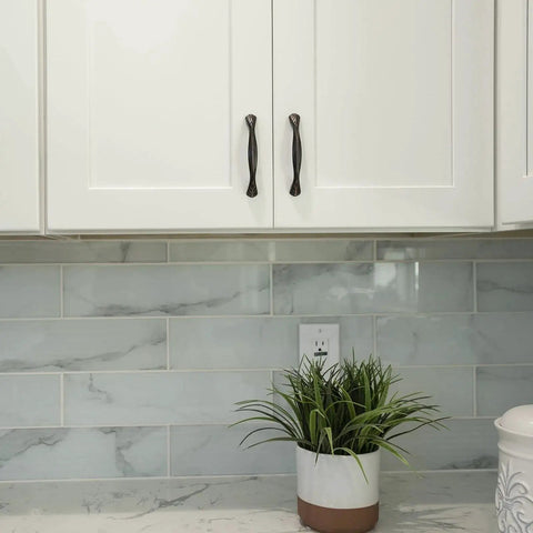 Kitchen cabinets with Oil Rubbed Bronze Cabinet Pull Handle Six And A Quarter Inch Length Five Inch Center To Center Traditional Classic Style.