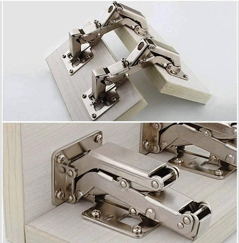 Frameless cabinet hinges, stainless steel, hydraulic dampers, soft-close, 170/175°, 1 pair.
Installed frameless cabinet hinge in stainless steel, hidden hydraulic dampers, soft-close, adjustable mount.
