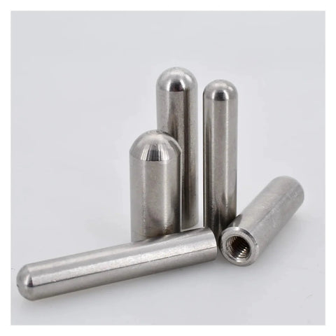 Stainless Steel Internal Thread Dowel Pins Set With M3 To M6, cylindrical pins showing smooth finish and female tapped end