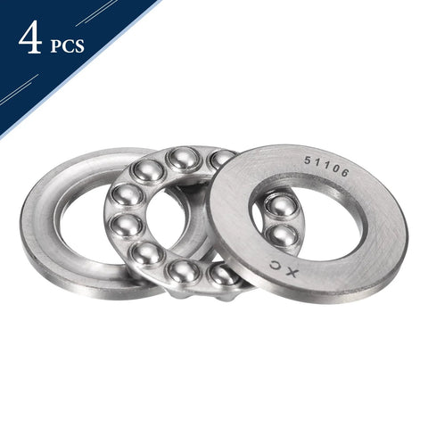 HiPicco thrust ball bearings, 4 pcs, 30x47x11 mm, chrome steel ABEC3 single-row plane axial bearings