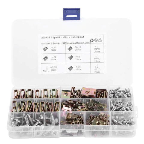 Must Have Auto Interior Fasteners Kit For 100Pcs Car U Clips Nuts 6 8 10 12 Size Assortment With Stainless Steel Screws