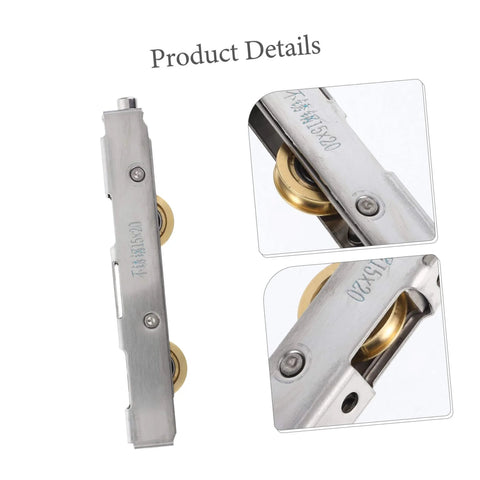 Close-up of Slick Silent Pulley Roller Wheel for Sliding Glass Doors and Patio Doors Replacement Kit with metal components.
