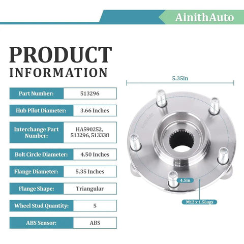 Front Wheel Hub Bearing Assembly 513296 with dimensions and specifications