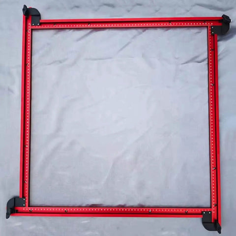 Adjustable Router Jig For Cutting Boards And Grooves, Square Template Guide With A 23.6 By 23.6 Inch Frame, in red.