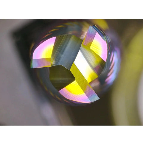 Close-up of Roughing End Mill With DLC Coating For Aluminum Copper Magnesium Alloys And Composite Materials Three Flute Wave Edge Carbide Milling Cutter