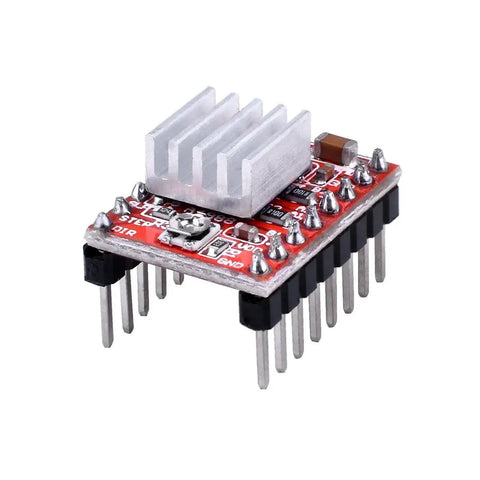 Close-up of a single A4988 stepper motor driver module with heat sink; part of Five Pack A4988 Stepper Motor Driver Modules With Heat Sink.
