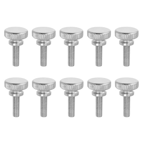 10 Pcs M5 Thumb Screws Knurled Iron Flat Head With Shoulder Grip 16mm Thread Length 16mm Head Diameter Silver Bolts Fasteners