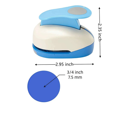 Three Quarters Inch Circle Punch 19mm Circular Cutter Tool Lever Punch for paper crafts shown with size dimensions