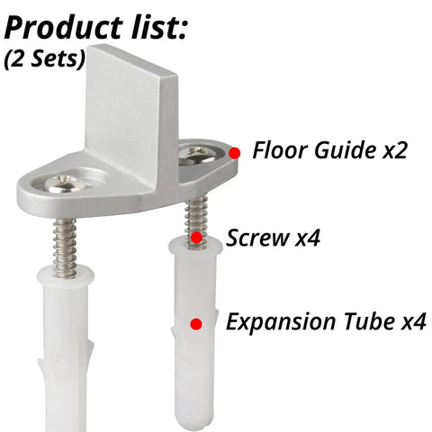 Sliding Barn Door Bottom Floor Guide With T Shape Design, silver finish, with screws and anchors included, product list view.