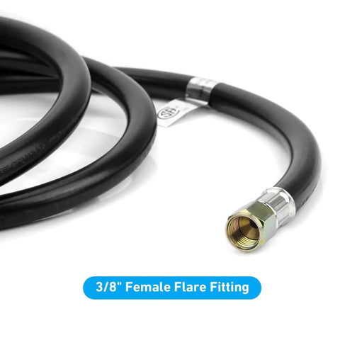 Durable Horizontal Two Stage Propane Regulator With Gauge And Ten Foot Hose For Outdoor Grilling, 3/8" female flare fitting