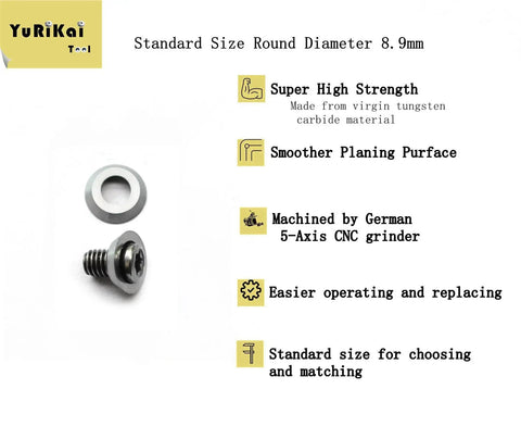 Round Carbide Cutter Set For Wood Lathe Hollowing And Wood Turning One Third Inch Diameter 8.9mm 30 Degree Cutting Angle Tungsten Carbide Finishers Tools DIY Hollowing Bits For Pros And Beginners 10 Pieces with CNC machined parts displayed.