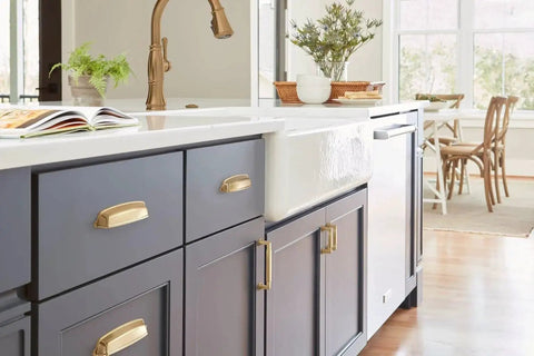 Stature Champagne Bronze Cabinet Pull 5-1/16 Inch Center-to-Center Drawer Handle on kitchen cabinetry