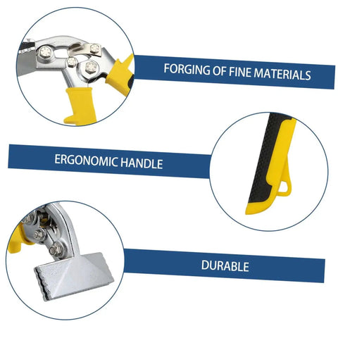 Close-up of Heavy Duty Hand Seamer Tool For Metal Plate Folding And Seam Bending with ergonomic over-molded handle and steel construction.