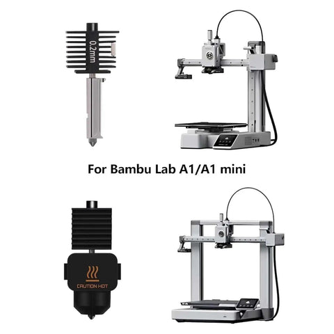 Dope Hotend Kit For A1 Mini 3D Printer Upgrade with hardened steel nozzle 0.2mm and silicone sock for reliable printing.