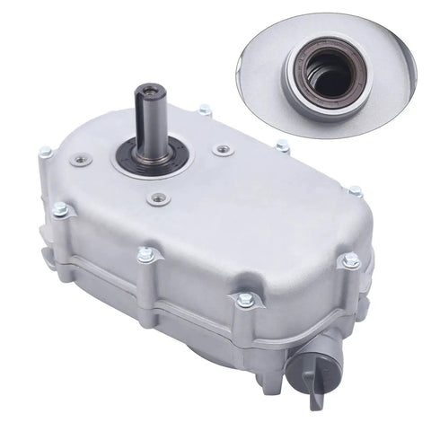 Beefy Heavy Duty 2 To 1 Gear Reduction Box With Internal Wet Clutch for Honda GX270 13HP, visible input shaft, durable aluminum casing.