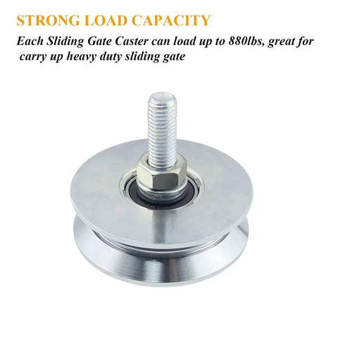 Galvanized V Groove Wheel Sliding Gate Caster Heavy Duty Rigid Roller With Double Bearing For High Load Up To 880 Lb close-up