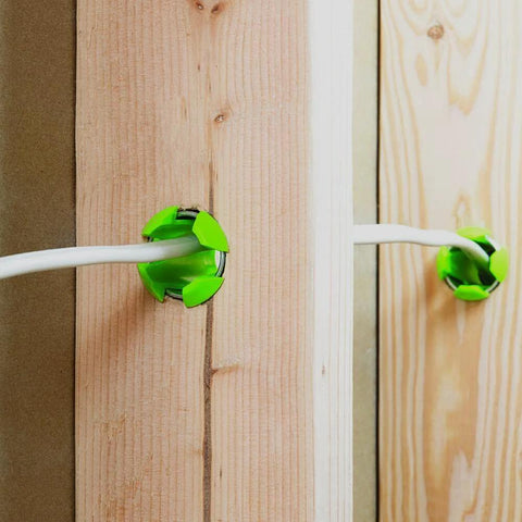EZ Guard single stud electrical wire protector, neon green plastic cable grommet, 5-pack