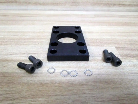 Flange Mount Kit P057339K0001 With Eight Hole Mounts For 1/4-20 Thread, black metal plate with bolts and washers shown