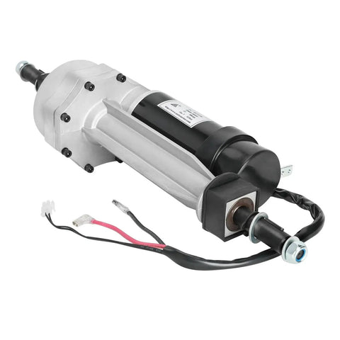 Kemblawolf transaxle motor with electromagnetic brake, 24V 180W, silver housing and black motor body with wiring leads
