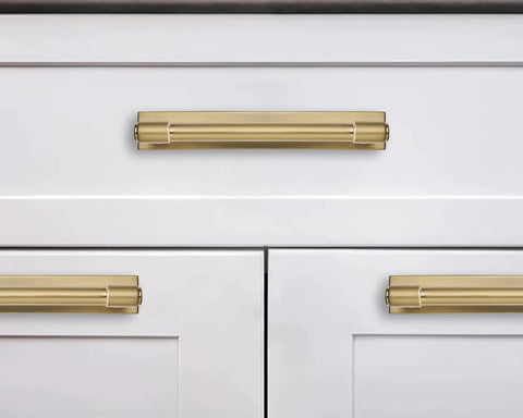 5 Pack 6 Inch Center To Center Champagne Bronze Cabinet Pulls With Backplate And Base Plate Made From Zinc Alloy In Satin Brass Finish