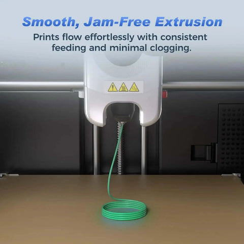 3D printer using Rapid PLA Filament 1.75mm Aurora Green 1kg Spool for smooth, jam-free extrusion at ultra-fast speeds.