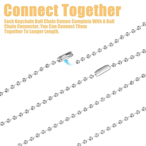 Dual Size Ball Chain Set With 200Pcs 2Mm And 2.4Mm Metal Bead Chains In Silver showing connection feature for DIY projects.