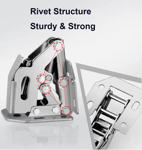 Soft Close Concealed Cabinet Door Hinges 90 Degree Hydraulic Invisible Hinges For Cabinets Cupboards And Wardrobes Rust Resistant Cold Rolled Steel With Zinc Finish 2 Pack By Qrity Easy Install shown in full view with rivet structure detail.