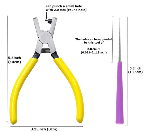 5 Inch Ergonomic Hole Punch Pliers 2Mm Round Hole Punch Tool For Thin Leather Straps Watch Bands And Crafts DIY with file