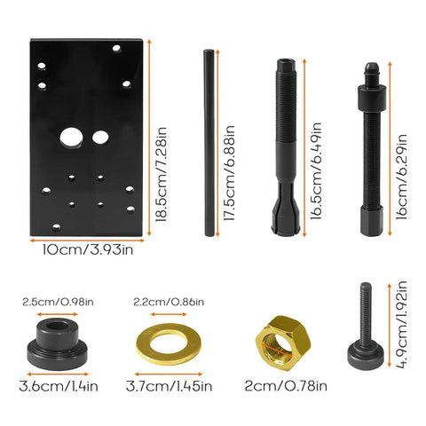 Full set of Cam Bearing Removal And Installation Tool For Milwaukee Eight M8 Engines 2017 2025 with size dimensions displayed