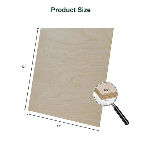 Baltic Birch Plywood Sheets 12 By 12 Inches One Eighth Inch Thick Box Of 45 Sheets For Laser Engraving Wood Burning Scroll Saw Dovetail Joinery And Craft Projects Stronger Than Basswood AA Grade Natural Veneer Color.