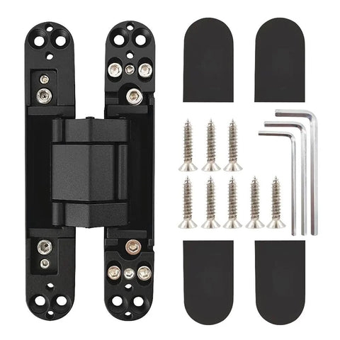 Hidden Concealed Door Hinges Three Dimensional Adjustable Black Pair With 180 Degree Opening And 88 Lbs Support For Doors 35mm Thick To 850mm Wide Concealed Screw Heads For Clean Look Includes Mounting Screws By Alamic