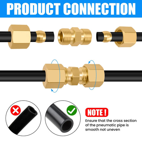 Brass compression fittings for 1/4 in OD ice maker water line, 4-piece set with black tubing
